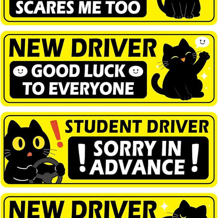 4Pcs Cat Cartoon Magnetic Car Sticker, Funny Magnetic Student Driver Signs, Not Easily Damaged by Water New Driver Accessories Supplies for Trucks & Cars