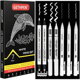 White Pens Set, White Gel Pens, Dual-Tip Acrylic Paint Pen, 7 Pack