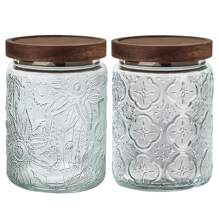 Vintage Glass Jar with Lid, Airtight Candy Coffee Canister Food Storage