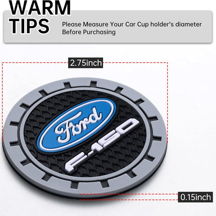 Car Cup Coaster, 2PCS Universal Non-Slip Cup Holders, Compatible with Ford F150 Series Car Cup Holder Coasters，Car Drink Coaster Holder Accessory, Black