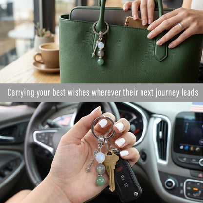 New Beginnings Keychain - Moonstone & Labradorite Crystal Key Chain, Coworker Leaving Gifts for Women - photo 4