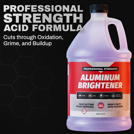 Concentrated Aluminum Brightener & Cleaner – Makes 15 Gallons – Removes Oxidation, Dirt, & Grime – Spray On Aluminum Cleaner for Boat Hulls, Pontoons, Trailers, Wheels, & RVs – Made in USA - 1 Gallon