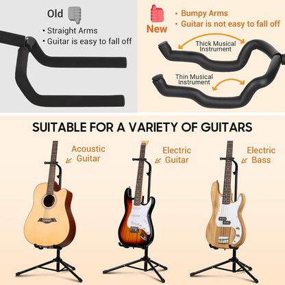 Guitar Stand Floor - Folding Universal Guitar Holder for Acoustic Electric Guitars Bass Guitar Adjust - photo 4