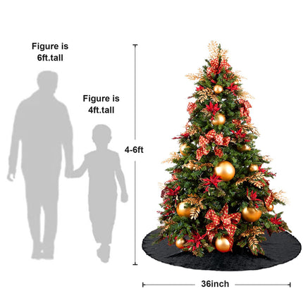 Black Christmas Tree Skirt, 36 Inch Sequin Tree Skirt