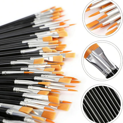 30 Pack Paint Brushes Set,Flat & Fine Nylon Acrylic Brushes Bulk for Oil Watercolor Canvas Artist Professional Painting Kits Small Paint Brush for Classroom ﻿Miniature Detailing & Rock Painting（Black）