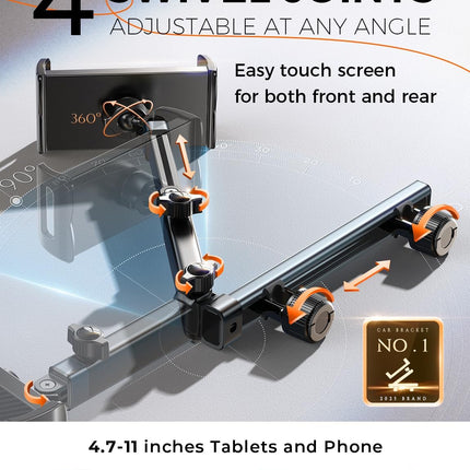 LISEN for iPad Holder Car Road Trip Travel Essentials Activities for Toddler Kids Gifts, Car Accessories for Women Interior Men Truck 3in1 Tablet Holder Back Seat Car Camping Headrest Organizer