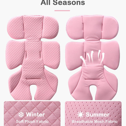 Infant Car Seat Insert Adjustable Head Support for Preemie Newborn Toddler, Reversible Baby Head Body Support Cushion for Carseats and Strollers Side Impact Protection - Pink