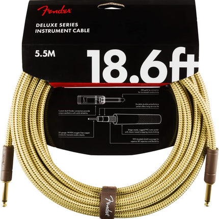 Fender Deluxe Series Instrument Cable, Straight/Straight, Tweed, 18.6ft