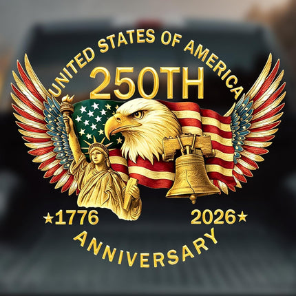 2PCS 250th Anniversary USA Car Window Decal Sticker,1776-2026 American Independence Commemorative Sticker，USA Patriotic 4th of July Vinyl Bumper Stickers for Car, Pickup Truck, SUV (Eagle Wings)