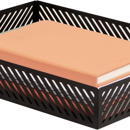 Mind Reader Metal Letter Size Paper Tray, Desktop Document Organizer with Non-Slip Pads, Office Desk Accessory Tray, Metal, Black