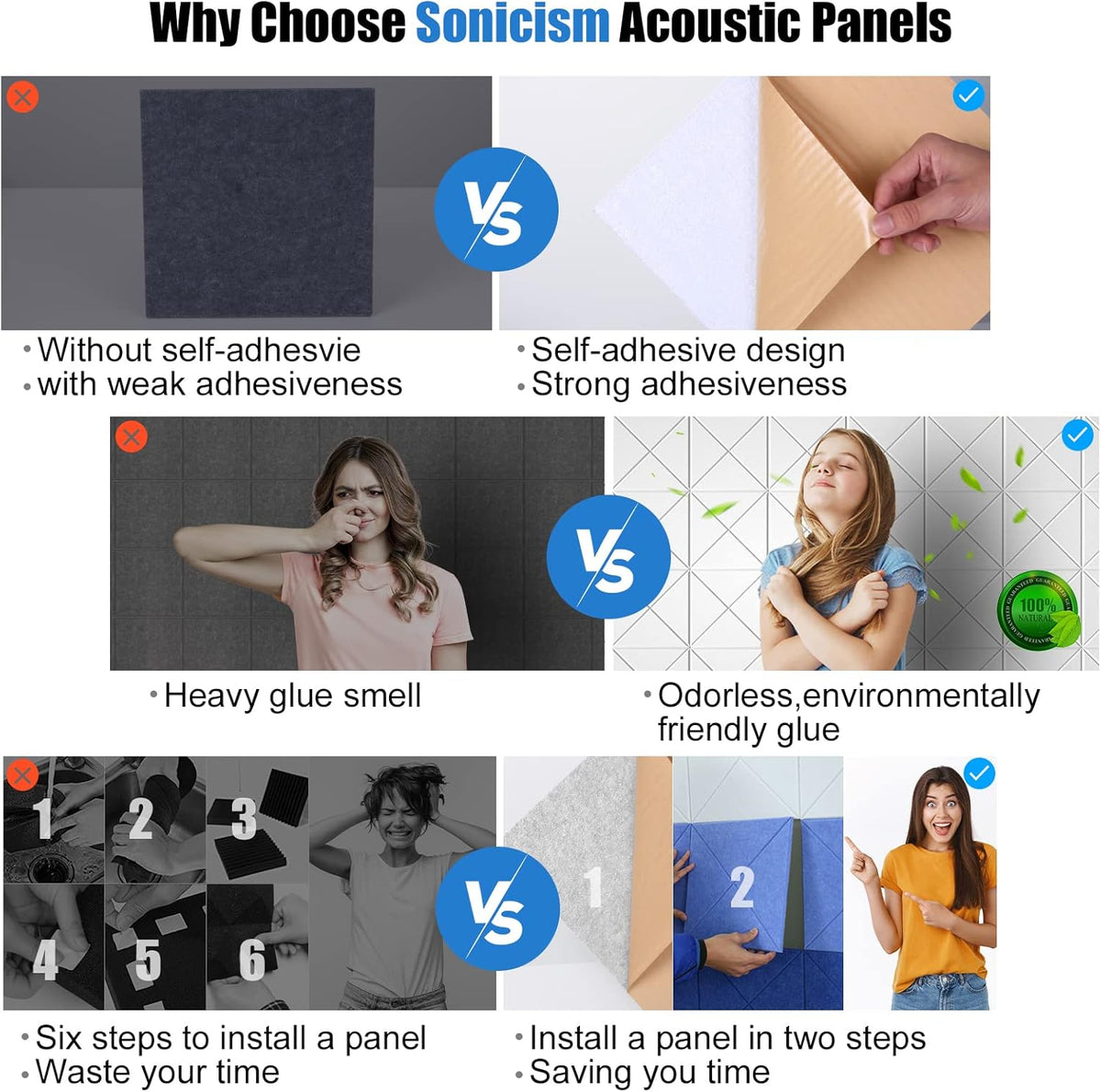 12-Pack White X-Lined Self-Adhesive Acoustic Foam Panels - photo 4