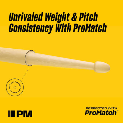 ProMark Forward Rebound 2B ActiveGrip Drumsticks, R2BAG, Tacky Active Grip Finish, Black Drum Sticks, Acorn Tip, Hickory Wood - 1 Pair