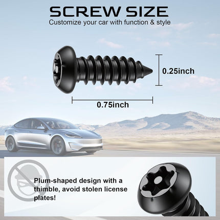 LivTee Anti Theft License Plate Screws Set for Securing Frames and Covers, License Plate Bolts, M6 (1/4") Tamper Proof Screws, Caps Cover for Front Rear Frame Holder Mounting (Black-4PCS)
