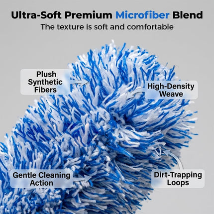 Wheel Barrel Brush,2026 New Long Handle Microfiber Wheel Brush Car Duster Exterior,Car Duster Interior Multipurpose Cleaning Tool (Black/1pcs)