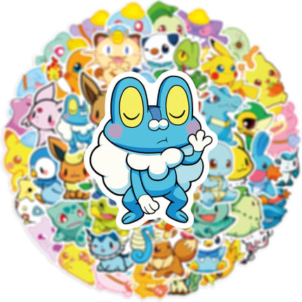 50Pcs Cartoon Poke Stickers for Kids, Vinyl Waterproof Game Monster Decal for Water Bottle Laptop Sticker for DIY Decorate Bumper Phone Hard Hat Kids Teens Gifts (BKM50)