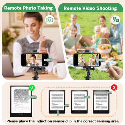 Page Turner Ring for Kindle,Remote Control for iPhone iPad Android Tablets E-Readers,Clicker Page Turner for Kindle Accessories for Camera Video Record&Shutter Selfie (Green)
