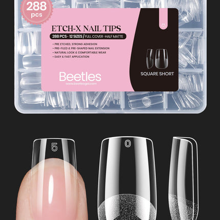 Soft Gel Nail Tips Short Almond 288pcs in 12 Sizes Etch-X