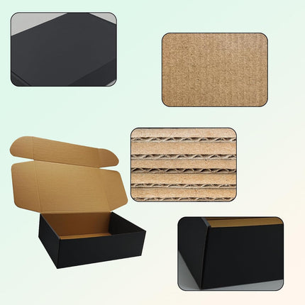 12x9x4 Black Shipping Boxes Set of 20, Corrugated Cardboard Mailers for Product Packaging & Mailing, Recyclable Small Business Shipping Supplies, Gift Boxes for Holiday Birthday Wedding Favors