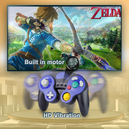 YSDZSW Upgraded GameCube Controller with TURBO Function, Classic Wired Controller for Wii/GameCube (Black-Blue)