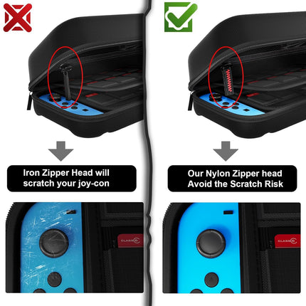 daydayup Switch Carrying Case Compatible with Nintendo Switch/Switch OLED, with 20 Games Cartridges Protective Hard Shell Travel Carrying Pouch for Console & Accessories Playstation Vita Case Black