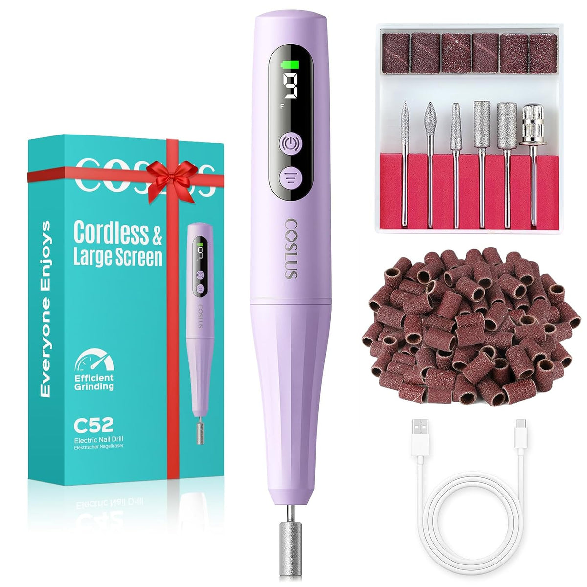 Electric Cordless Nail Drill, Purple