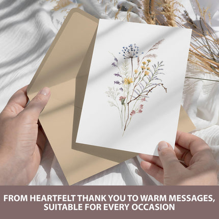 Blank Cards with Envelopes and Stickers, Wildflower 50 Pack 3.5x5