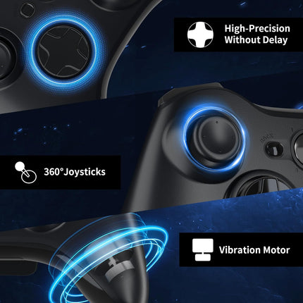 Zamia 2 Pack Wired Controller for Xbox 360, Compatible with xbox 360/PC Windows 10/8/7, with Upgraded Joystick, Double Vibration, 2.5mm headphone Jack