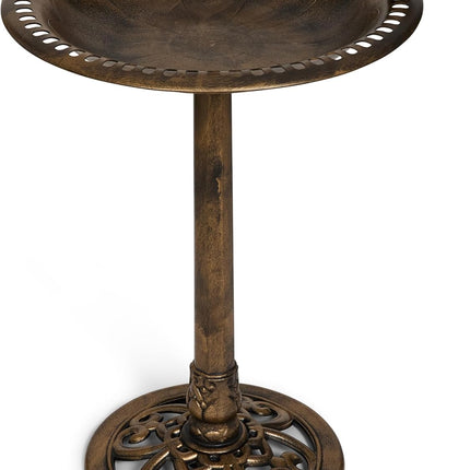 Backyard Expressions Outdoor Garden Bird Bath with Bird - Bronze - Weather Resistant Polyresin - 30 Inch
