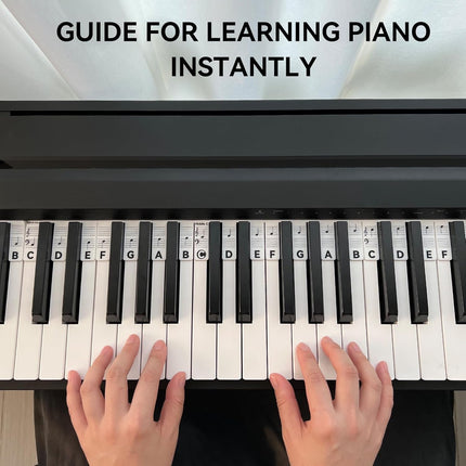 Piano Notes Guide for Beginner, Removable Piano Keyboard Note Labels for Learning, 88-Key Full Size, Made of Silicone, No Need Stickers, Reusable and Comes with Box (Classic Black）