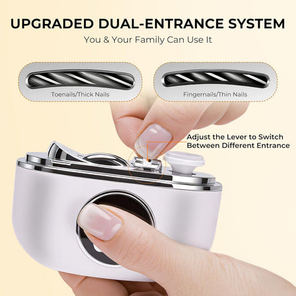 2026 3-in-1 Electric Nail Clippers for Seniors with Adjustable Dual-Slot, 3-Speed Trimming & Sanding Electric Toenail Clippers for Seniors, Adults & Kids, Debris Collection, Night Lighting, White 1PCS