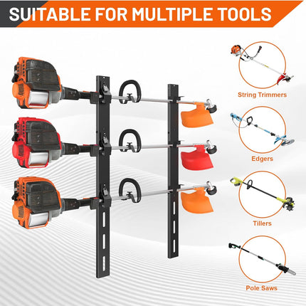 Weed Eater Rack for Trailer, 3 Place Heavy Duty Rust-Proof Weedeater Racks, Trimmer Rack for Open Trailer Truck with Combination Locks