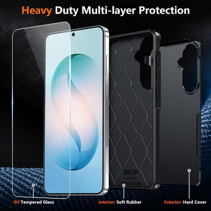 Designed for Samsung Galaxy S26 Case, [10 FT Military Grade Drop Protection], 2 Pack [Tempered Glass Screen Protector+Camera Lens Protector] Heavy Duty Shockproof Case,Black