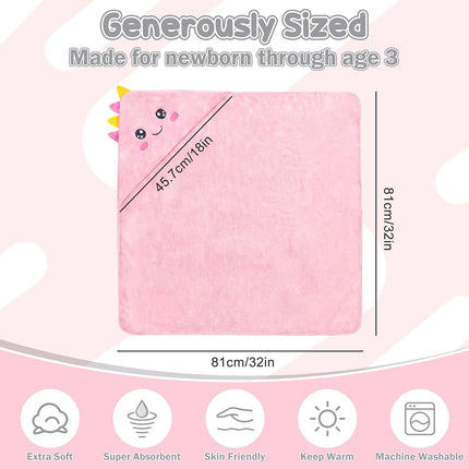 2 Pack Hooded Baby Towels Soft Absorbent Coral Fleece Baby Bath Towels with Animal Hood 32x32 Inch Toddler Bath Towel for 0-3 Years Newborn Baby Shower (Grey Elephant & Pink Dinosaur)