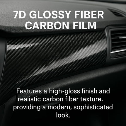 7D Super Glossy Black Carbon Fiber Vinyl Wrap - Anti-Wrinkle, Air Release Automotive Wrap - DIY Decals Self Adhesive Car Vinyl Sticker for Interior/Exterior - Size 1FT x 10FT