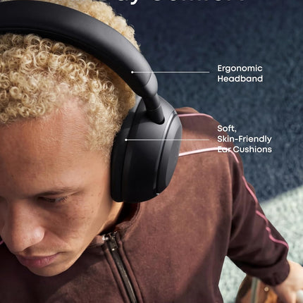 Soundcore Space 2 by Anker, Active Noise Cancelling Headphones, Comfortable Fit, 50H Playtime, LDAC Hi-Res Wireless Audio, Dual Connection, Clear Calls, Bluetooth 6.1, Nap Mode, Wearing Detection