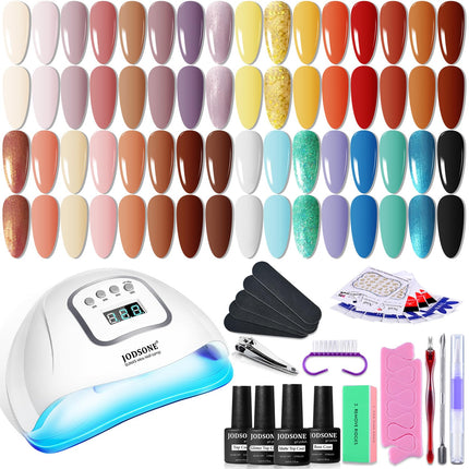 Gel Nail Polish Kit with U V Light 32 Colors Gel Polish Nail + 4 Functional Adhesive Bottles Kit Soak - photo 14
