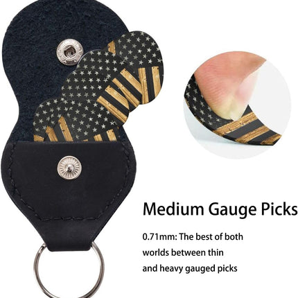 6 Pack Premium 0.73mm Guitar Picks, Stylish Design, Comfortable Grip, Perfect for Acoustic & Electric Guitar Bass Ukulele Players, Sturdy Medium Picks Pack - Wood American Flag