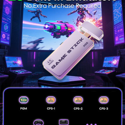 2026 Upgraded Retro Gaming Console Stick Pro, Video Games Stick with 4K HDMI Built-in 23 Emulators Console, 40000+ Game System, Plug and Play TV Game Stick with 2 Wireless Controllers Natural White