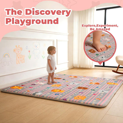 RONGFA Baby Play Mat 50x50x1.3 Inch, Memory Foam Crawling Mat, Non-Slip Water-Repellent Playpen Mat, Soft Cushioned Floor Mat for Infants Toddlers (Lion)