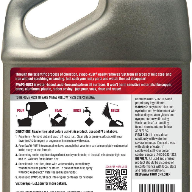 Heavy Duty Rust Remover – 128 oz. for Metal Parts, Tools, Cookware & Antiques