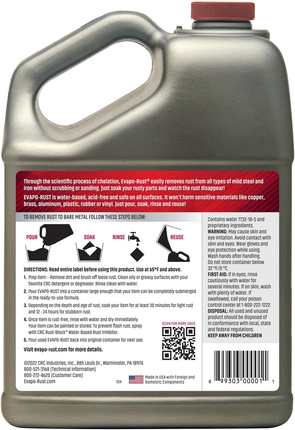 Heavy Duty Rust Remover – 128 oz. for Metal Parts, Tools, Cookware & Antiques - photo 2