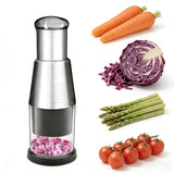 Manual Food Chopper, Stainless Steel Hand Press Vegetable and Garlic Mincer
