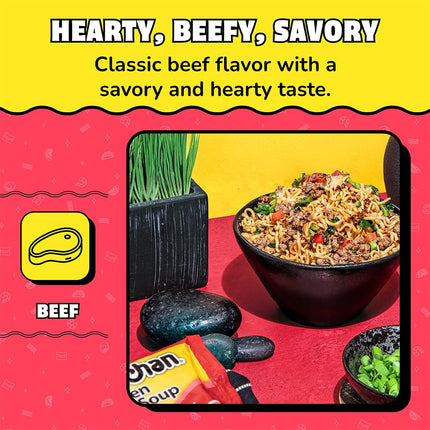 Maruchan Ramen Beef, Instant Ramen Noodles, Ready to Eat Meals, 3 Oz, 24 Count