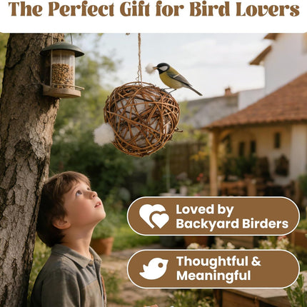 Bird Nesting Material, Hummingbird Nesters Natural Nesting Material Holder for Wild Birds, Gifts for Bird Lovers (3 Balls)