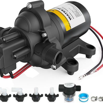 12V RV Water Pump, 4.0 GPM 45 PSI Diaphragm Pump, 12Volt Quiet Fresh Water Pump with Pressure Switch, Self Priming Pressure Pumps for RV Camper Boat Marine Food Truck