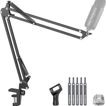InnoGear Boom Arm Microphone Mic Stand for Blue Yeti HyperX QuadCast SoloCast Snowball Fifine Shure SM7B and Other Mic, Extended Mic Arm (Black)