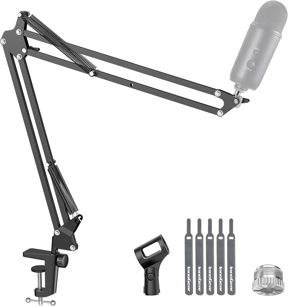 Boom Arm Microphone Mic Stand for Blue Yeti HyperX QuadCast SoloCast Snowball Fifine Shure SM7B and Other Mic, Extended