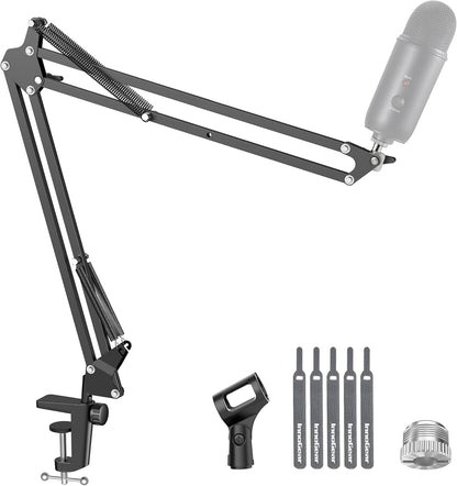 Boom Arm Microphone Mic Stand for Blue Yeti HyperX QuadCast SoloCast Snowball Fifine Shure SM7B and Other Mic, Extended