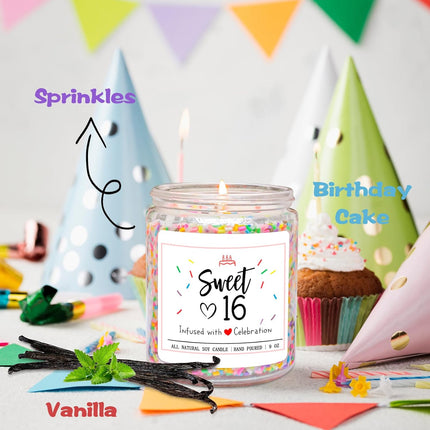 Homsolver Sweet 16th Birthday Gifts for Girls, Vanilla Cream Scent Best Ideas Birthday Presents for Daughter, Friends, Sister, Handmade Aromatherapy Candle Birthday's Decorations for Girls