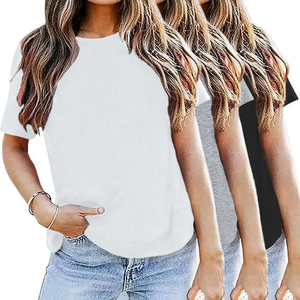 3 Pack Womens Basic T Shirts Summer Tops 2026 Short Sleeve Tees Comfy Casual Vacation Clothes